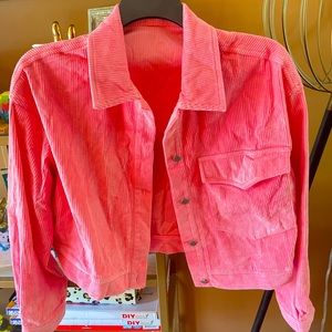 Cropped Pink Corduroy Jacket
